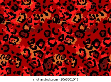 Seamless jaguar fur pattern. Fashionable wild color leopard print background. Modern panther animal fabric textile print design. Stylish vector color illustration