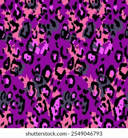 Seamless jaguar fur pattern. Fashionable wild color leopard print background. Modern panther animal fabric textile print design. Stylish vector color illustration. colorful Leopard Skin Texture 