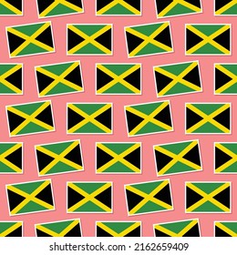 Seamless Jamaica flag in flat style pattern