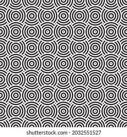 Seamless japanese circle pattern background. Concentric circle pattern.