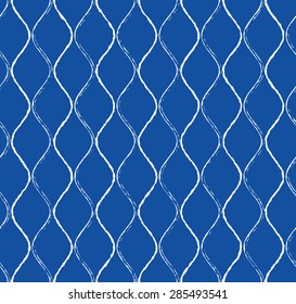 Seamless Japanese Curve Pattern with Hand Drawn Brush Strokes.