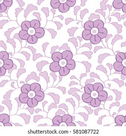 Seamless Japanese flower and leaves pattern