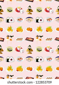 seamless Japanese food pattern,cartoon vector illustration
