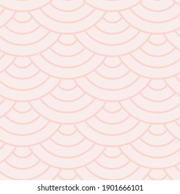 Patrón geométrico japonés sin foco. La naturaleza asiática repetitiva textura. Ilustración vectorial de la línea rosa suave. Fondo de forma abstracto vintage