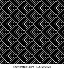 Seamless japanese mountains pattern. Repeated chevrons, angle brackets, curves background. Squama ornament. Scales image. Ancient window tracery motif. Digital paper for textile print. Vector art.