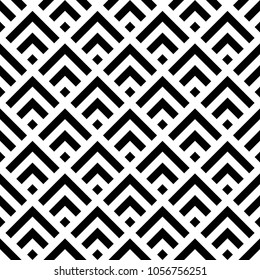 Seamless japanese mountains pattern. Repeated chevrons, angle brackets, diamonds background. Squama ornament. Scales image. Ancient window tracery motif. Digital paper for textile print. Vector art.