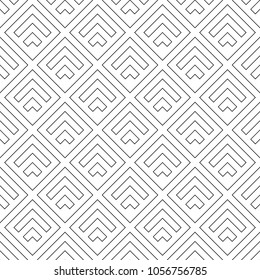 Seamless japanese mountains pattern. Repeated chevrons, angle brackets, curves background. Squama ornament. Scales image. Ancient ethnic mosaic motif. Digital paper for textile print. Vector art.