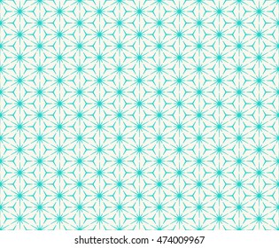 Seamless Japanese Pattern called " Asanoha", Drawn with Broken Lines.