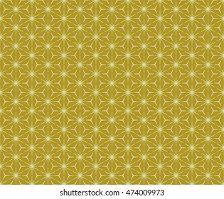 Seamless Japanese Pattern called " Asanoha", Drawn with Broken Lines.