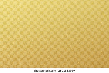 Seamless Japanese pattern with gold foil on washi paper. Gold color, checkered pattern.