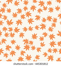 Seamless Japanese Pattern of Many Maple Leaves Scattered Randomly.