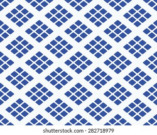 Seamless Japanese Pattern of Rhombus Shapes Composed of Nine Smaller Rhombus. Blue Patterns on White Background.