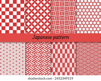 Conjunto de patrones japoneses sin fisuras que se puede utilizar como un background_red