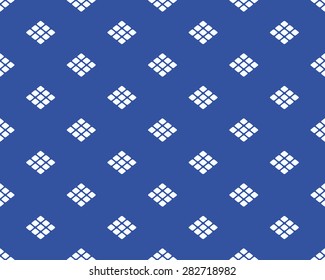 Seamless Japanese Pattern of Small Rhombus Shapes Composed of Nine Smaller Rhombus. White Patterns on Blue Background.