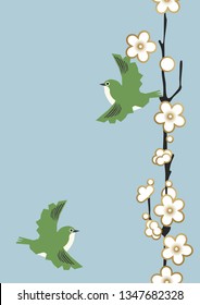 Seamless Japanese pattern.
Spring Japanese pattern.
Image illustration of plum blossoms.