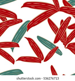 Seamless Japanese retro elegant kimono leaf pattern. Vector illustration