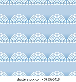 Seamless Japanese style Half-circle pattern. Dotted pattern. Fish-scale mosaic background. Oriental background. Korean ornament. Abstract monochrome Blue Background. Grid. Dots.Vector Regular Texture.