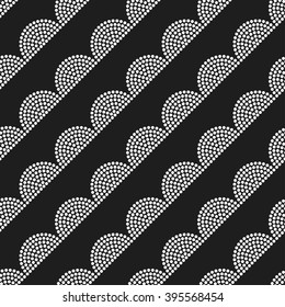 Seamless Japanese style Half-circle pattern. Dotted pattern. Fish-scale mosaic background. Oriental background. Korean ornament. Abstract Black and White Background. Grid. Dots.Vector Regular Texture.