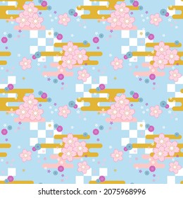 seamless Japanese style pattern of cherry blossoms