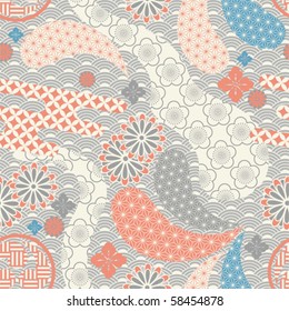 Seamless Japanese Style Pattern. Illustration Vector.