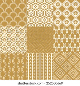 seamless japanese traditional pattern set