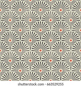 Seamless Japanese Vintage Pattern On Texture Background. Endless Abstract Pattern Can Be Used For Ceramic Tile, Wallpaper, Linoleum, Textile, Wrapping Paper, Web Page Background. Vector Illustration