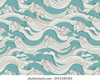 Seamless Japanese Wave Background Patterns Web graphics