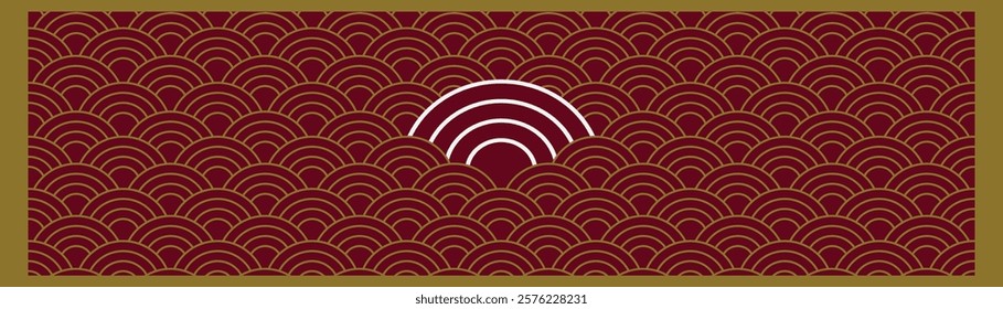 Seamless Japanese wave pattern, abstract art in style