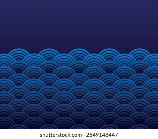 Seamless Japanese Wave Pattern. Creative seamless geometric pattern with circles. Minimalistic retro design. Abstract print, Wallpaper, backdrop... Monochrome texture. Vector.