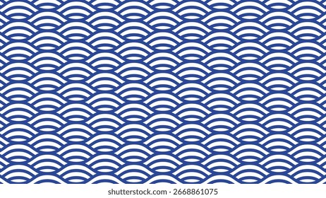 Vector japonés sin fisuras en azul y blanco. Perfecto para impresiones textiles, Fondo de pantalla, embalaje, papel de embalaje, arte tradicional asiático, diseño de telas, fondos y Diseño gráfico moderno