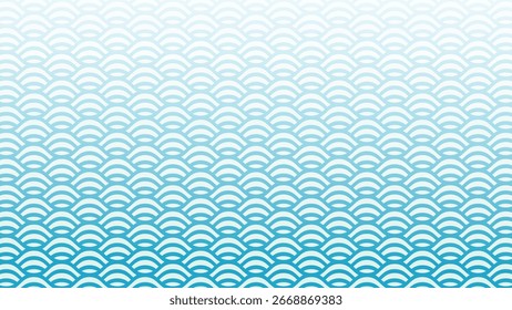 Vector de patrón de onda japonés sin costuras con diseño de gradiente azul. Perfecto para impresiones de tela, Fondo de pantalla, embalaje, papel de embalaje, fondos, arte asiático, decoración moderna y Diseño gráfico creativo