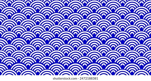 Seamless japanese waves pattern vector