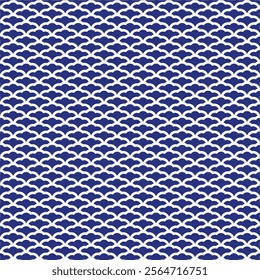 A seamless Japan-inspired pattern featuring traditional elements like cherry blossoms, waves, cranes, and geometric motifs