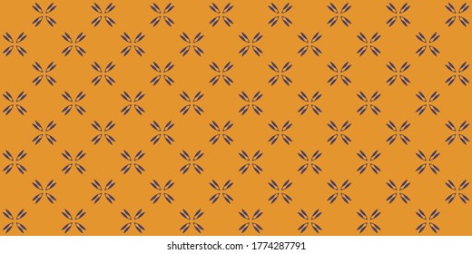 Seamless of jasmine flowers pattern vector. Design tile brown on yellow background. Design print for illustration, textile, texture, wallpaper, background. Set 1