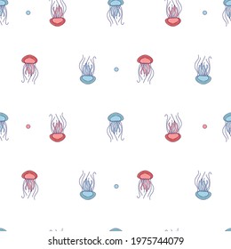 seamless jelly fish pattern vector illustration.