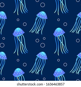 Seamless Jellyfish Pattern, Vector Illustration EPS 10.