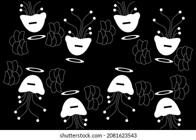Seamless jellyfish Vector Patterns 023