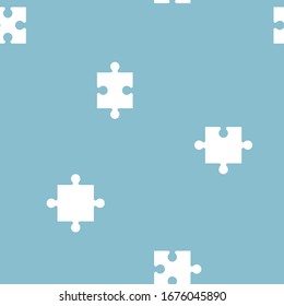seamless jigsaw puzzle piece repeat pattern in blue background, flat vector illustration design