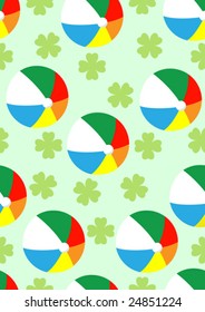 Seamless jolly pattern with beach ball and cloverleafs