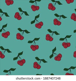 Seamless juicy Cherry fruit pattern for textiles