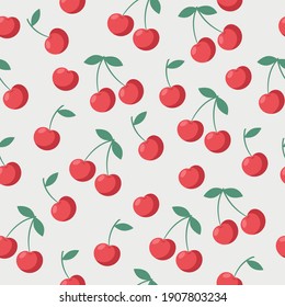 Seamless Juicy Red Cherries Pattern
