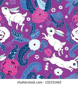 Seamless Jumping Bunnies Pattern Design