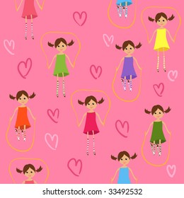 Seamless jumping girls background