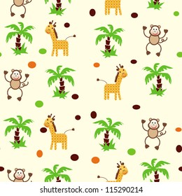 Seamless jungle pattern/ Vector illustration