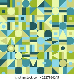 Seamless kaleidoscope green pattern. Endless mosaic geometry abstract design. Geometric square shape composition