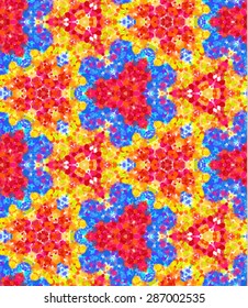 Seamless kaleidoscope pattern with bright colors. Vector background.