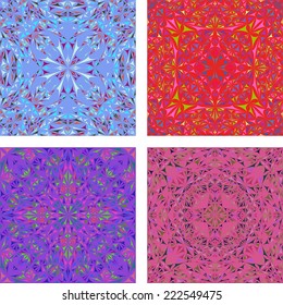 Seamless kaleidoscopic curved triangle pattern set