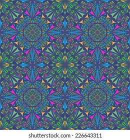 Seamless kaleidoscopic curved triangle pattern background 