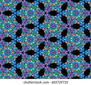 Seamless kaleidoscopic pattern with the imitation of colored glass