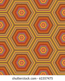 Seamless kashmir, paisley or country vector geometric hexagonal pattern of autumn colors ( for high res JPEG or TIFF see image 61557478 )
